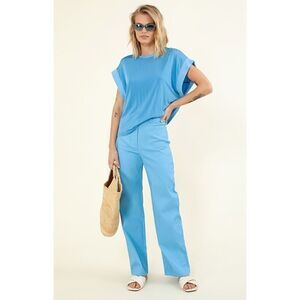 HALE BOB Azalea Solid TopIN BLUE WOMEN'S SIZE LARGE NWOT